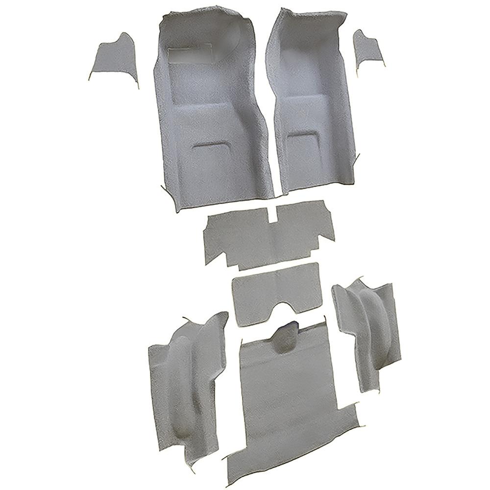 1965-66 Chevrolet Corvette Roadster Complete Molded Carpet Set w/o Heel Pad Loop Mass Backing Silver