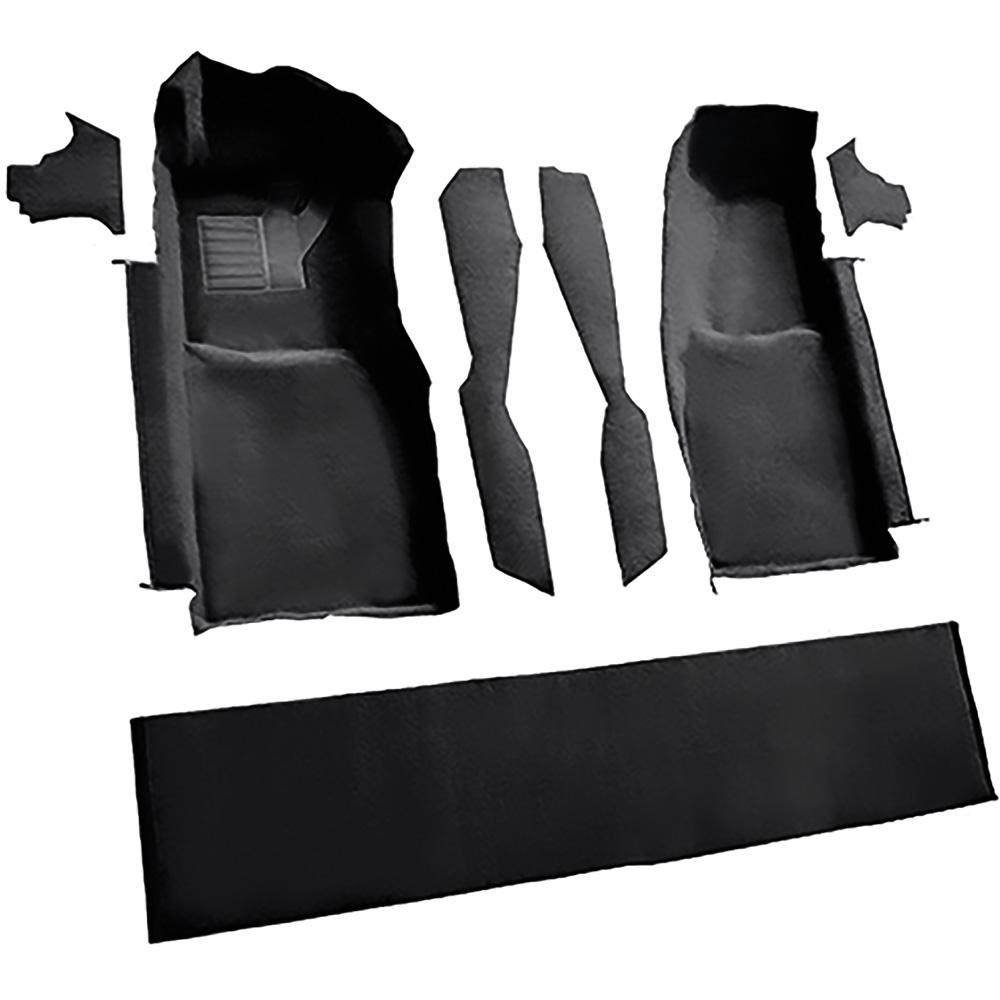 1978-80 Chevrolet Corvette Front Molded Carpet Set w/ Console Strips, Kick Panels & Door Panels Cutpile Mass Backing Black