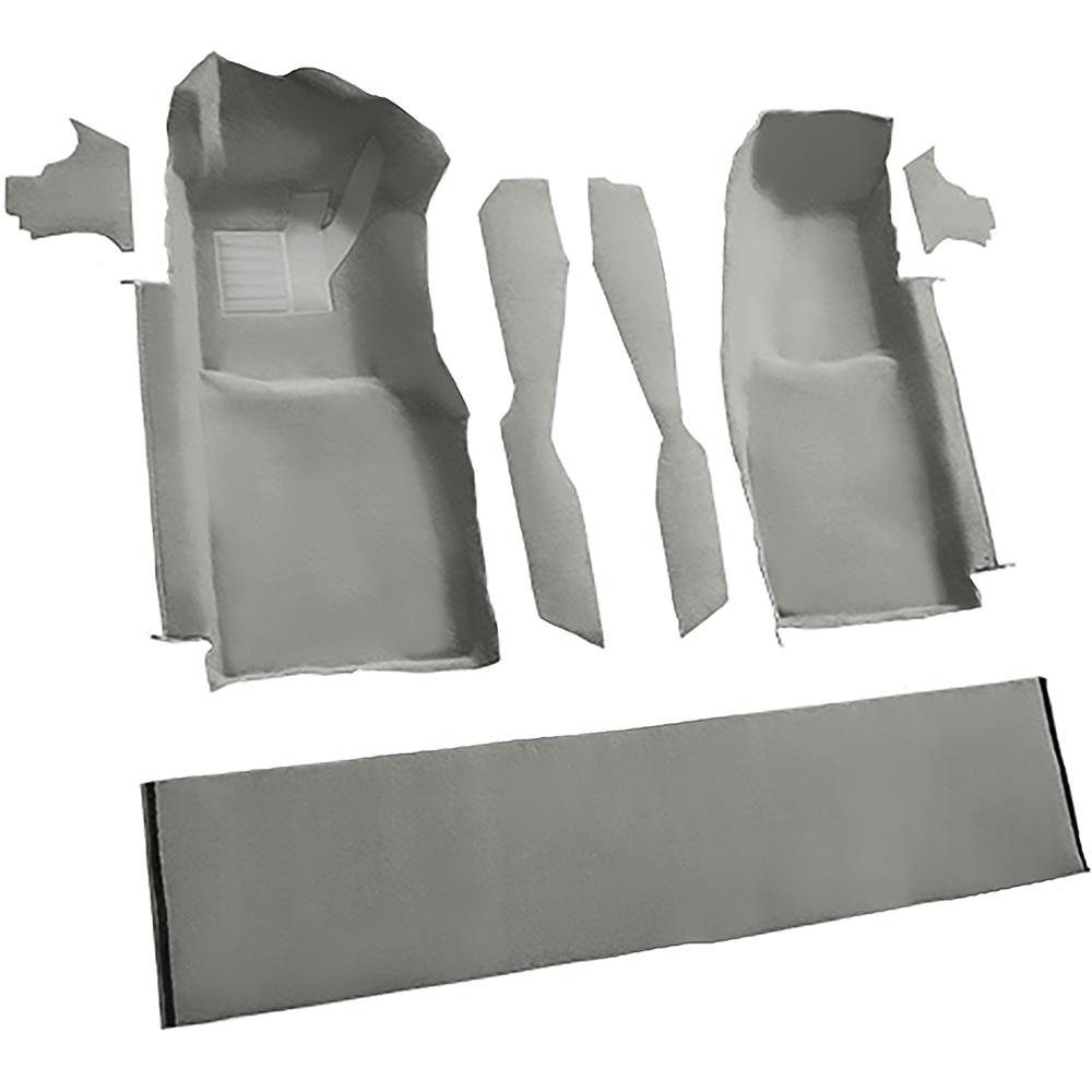 1978-80 Chevrolet Corvette Front Molded Carpet Set w/ Console Strips, Kick Panels & Door Panels Cutpile Mass Backing Gray / Oyster