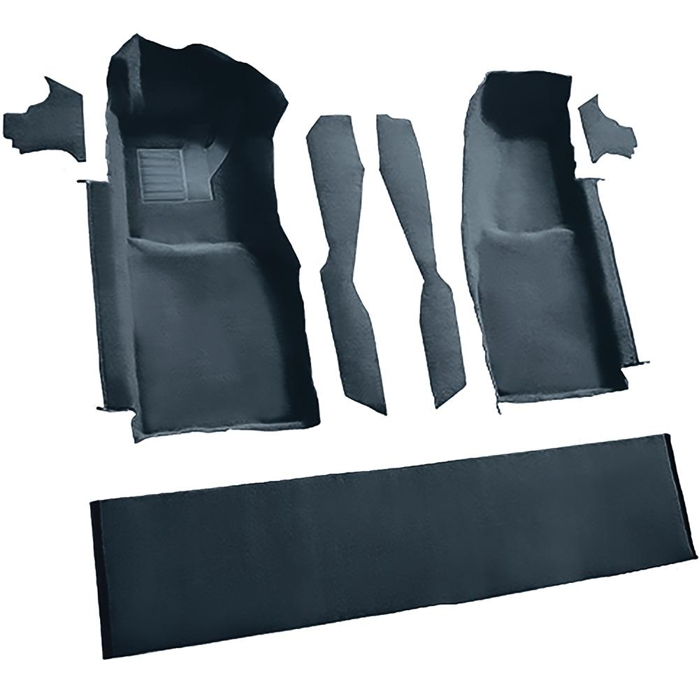 1978-80 Chevrolet Corvette Front Molded Carpet Set w/ Console Strips, Kick Panels & Door Panels Cutpile Mass Backing Midnight Blue