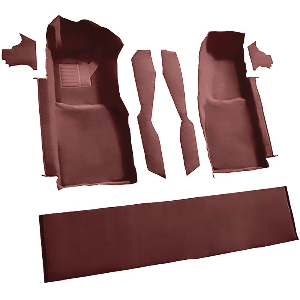 1978-80 Chevrolet Corvette Front Molded Carpet Set w/ Console Strips, Kick Panels & Door Panels Cutpile Mass Backing Claret / Oxblood