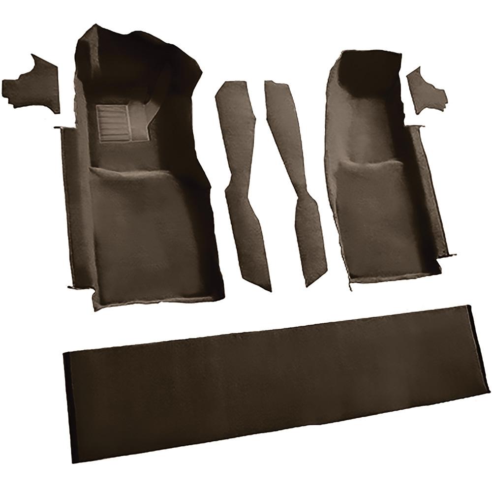 1978-80 Chevrolet Corvette Front Molded Carpet Set w/ Console Strips, Kick Panels & Door Panels Cutpile Mass Backing Brown