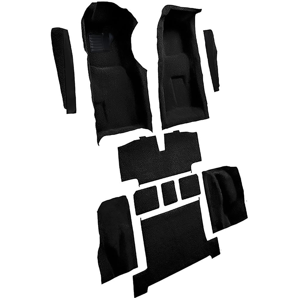 1969-70 Chevrolet Corvette 4-Speed Complete Molded Carpet Set w/ Heel Pad & Toe Pad Cutpile Mass Backing Black
