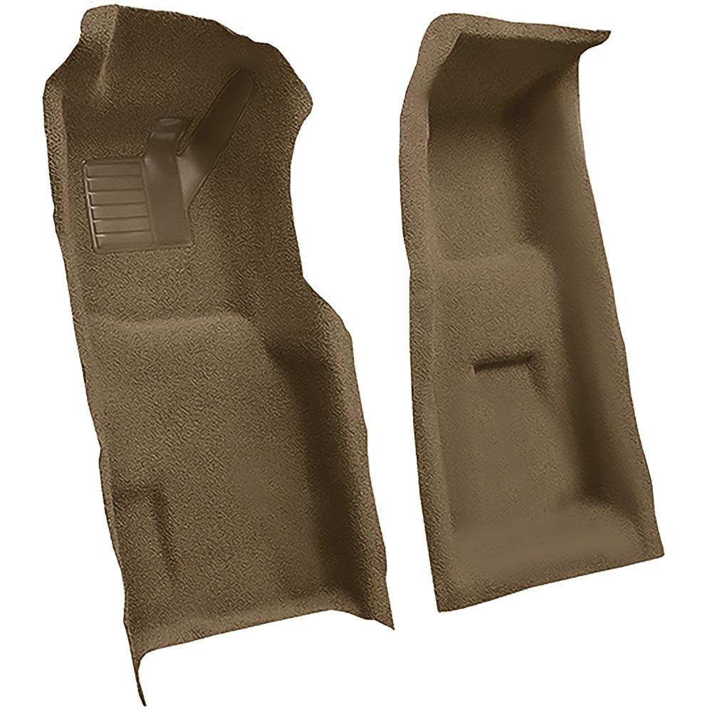 1969 Chevrolet Corvette 4-Speed Front Molded Carpet Set w/ Heel Pad Cutpile Mass Backing Medium Saddle