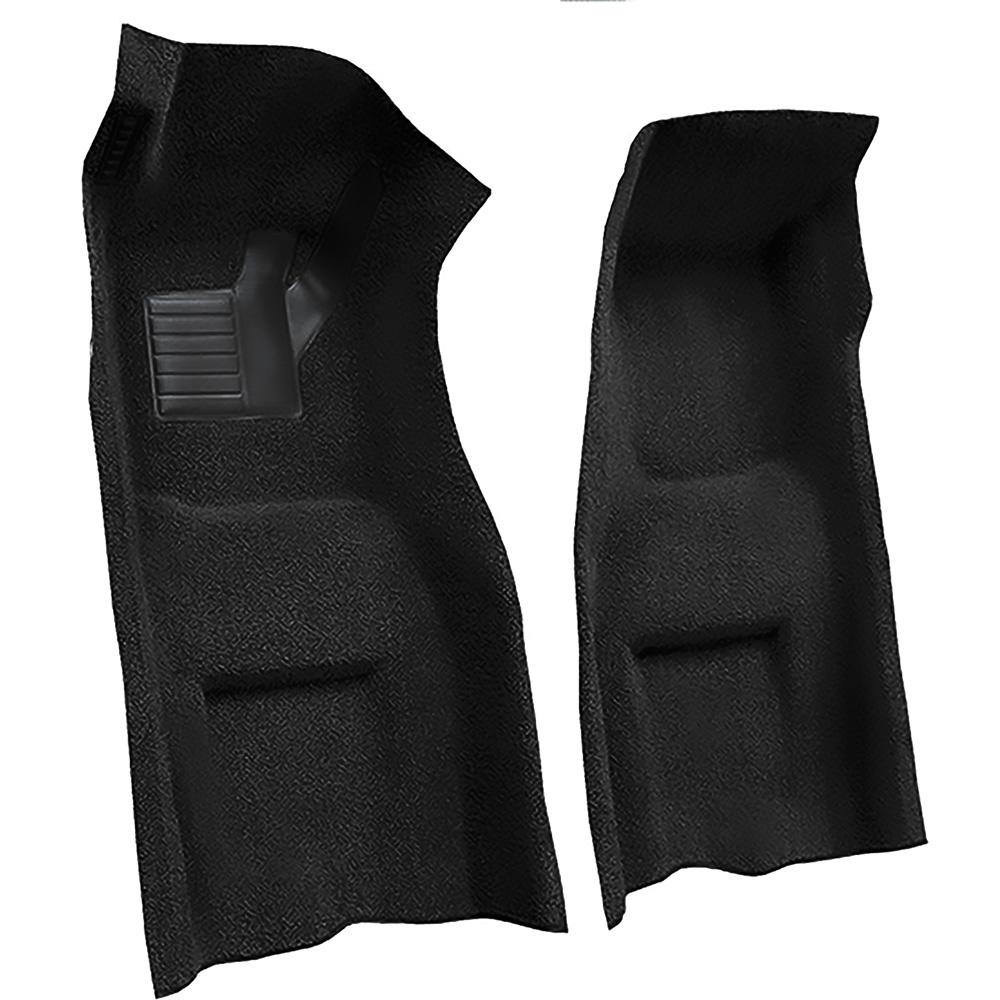1969-70 Chevrolet Corvette 4-Speed Front Molded Carpet Set w/ Heel Pad & Toe Pad Cutpile Mass Backing Black
