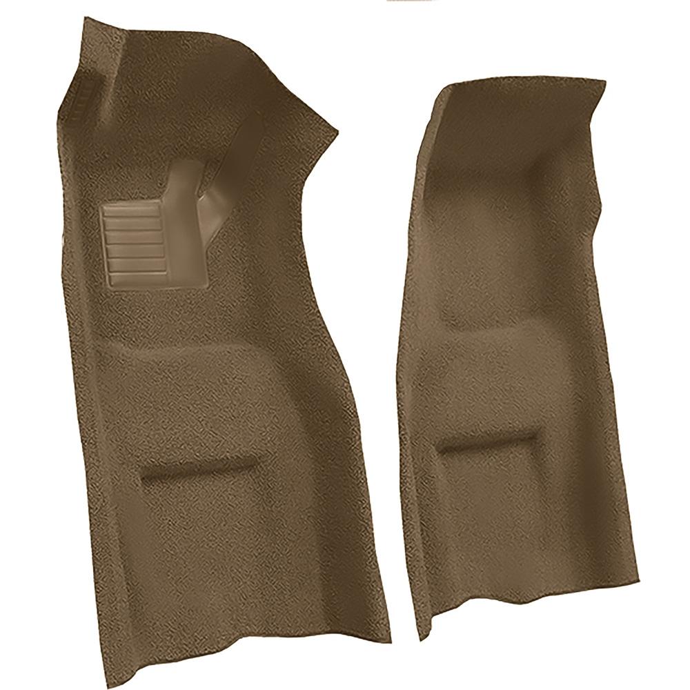 1969-70 Chevrolet Corvette 4-Speed Front Molded Carpet Set w/ Heel Pad & Toe Pad Cutpile Mass Backing Medium Saddle