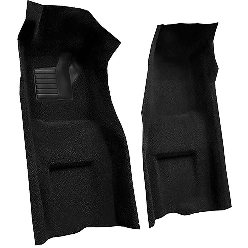 1969-70 Chevrolet Corvette Automatic Front Molded Carpet Set w/ Heel Pad & Toe Pad Cutpile Mass Backing Black