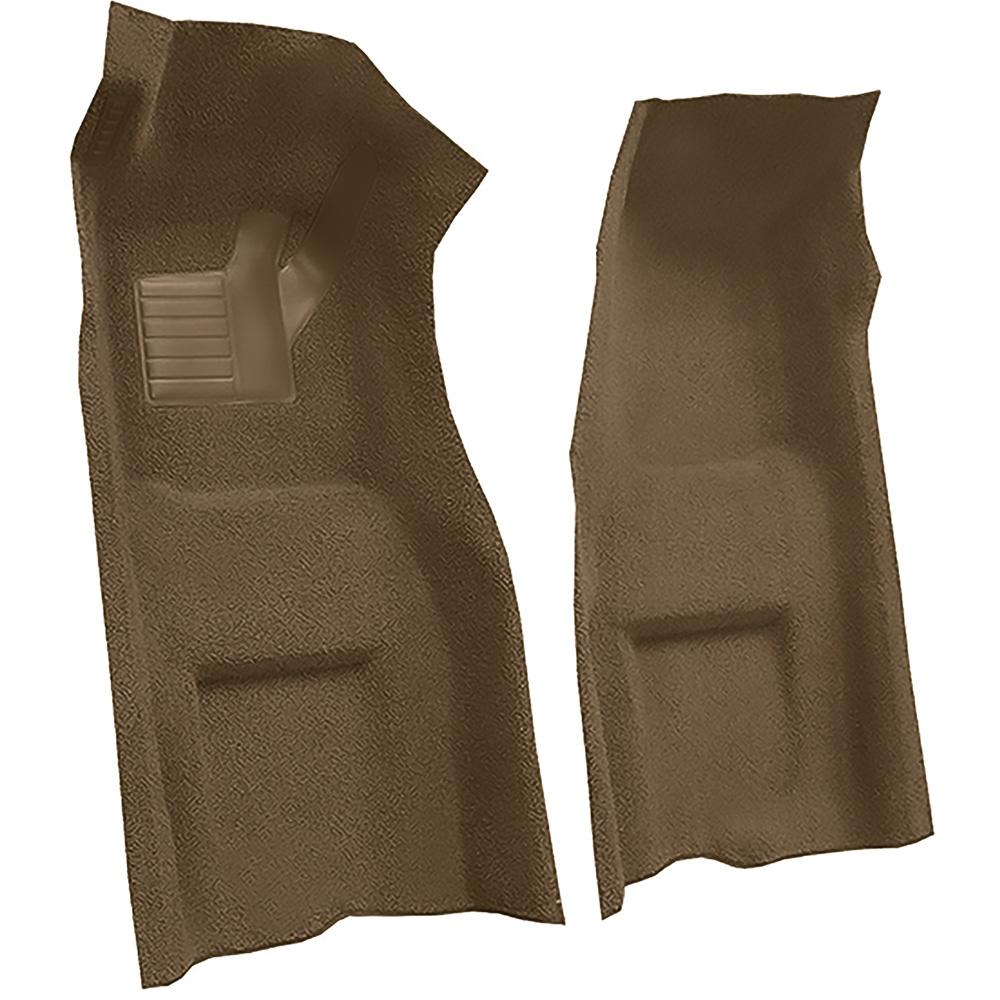 1969-70 Chevrolet Corvette Automatic Front Molded Carpet Set w/ Heel Pad & Toe Pad Cutpile Mass Backing Medium Saddle