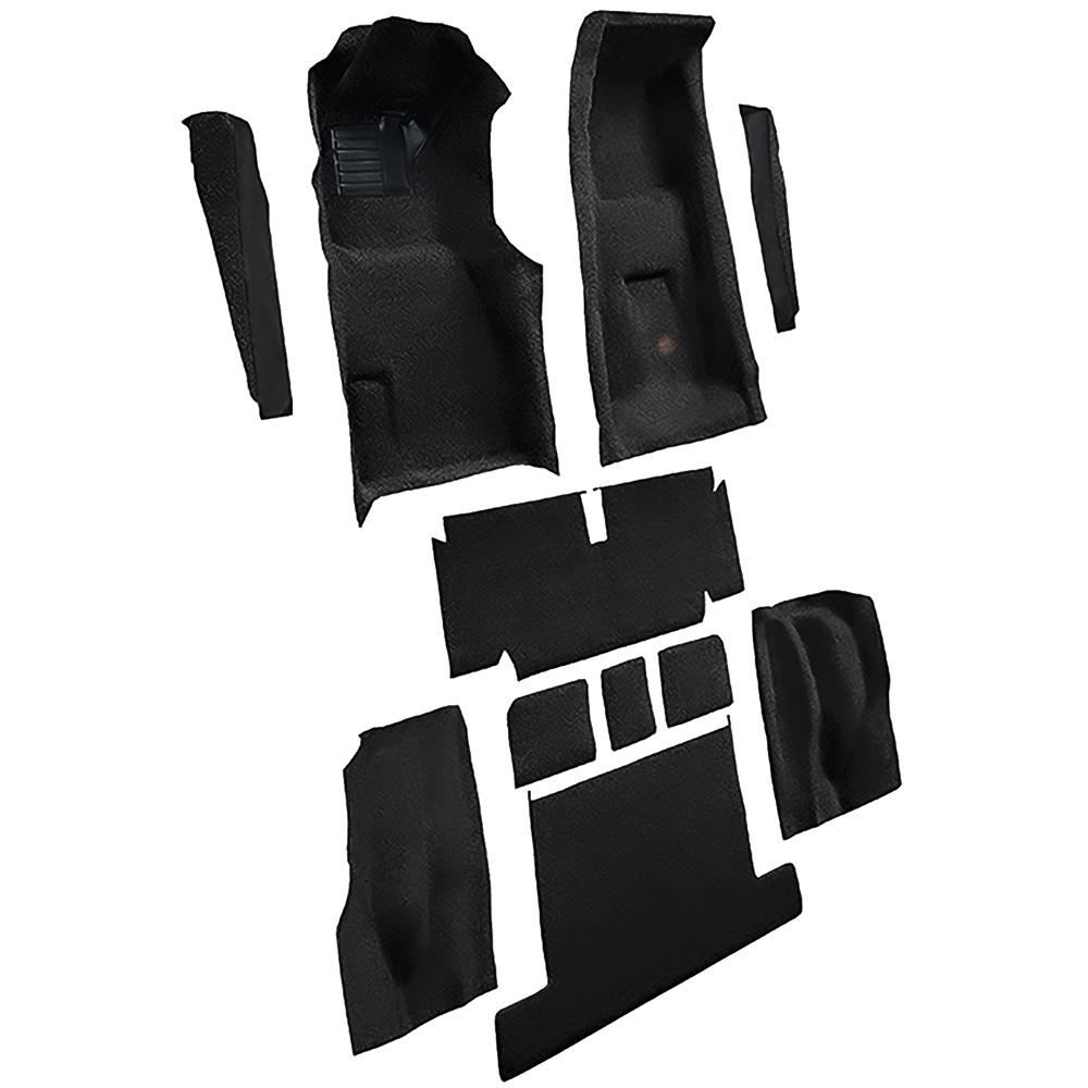 1971-75 Chevrolet Corvette Coupe 4-Speed Complete Molded Carpet Set w/ Heel Pad Cutpile Mass Backing Black