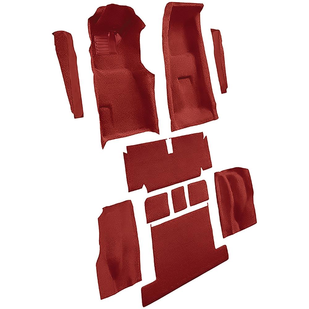 1971-75 Chevrolet Corvette Coupe 4-Speed Complete Molded Carpet Set w/ Heel Pad Cutpile Mass Backing Oxblood
