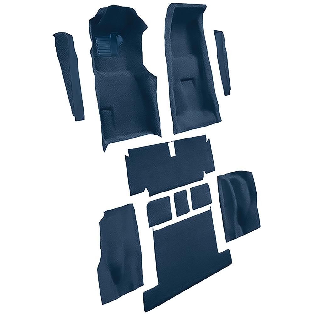 1971-75 Chevrolet Corvette Coupe 4-Speed Complete Molded Carpet Set w/ Heel Pad Cutpile Mass Backing Royal Blue