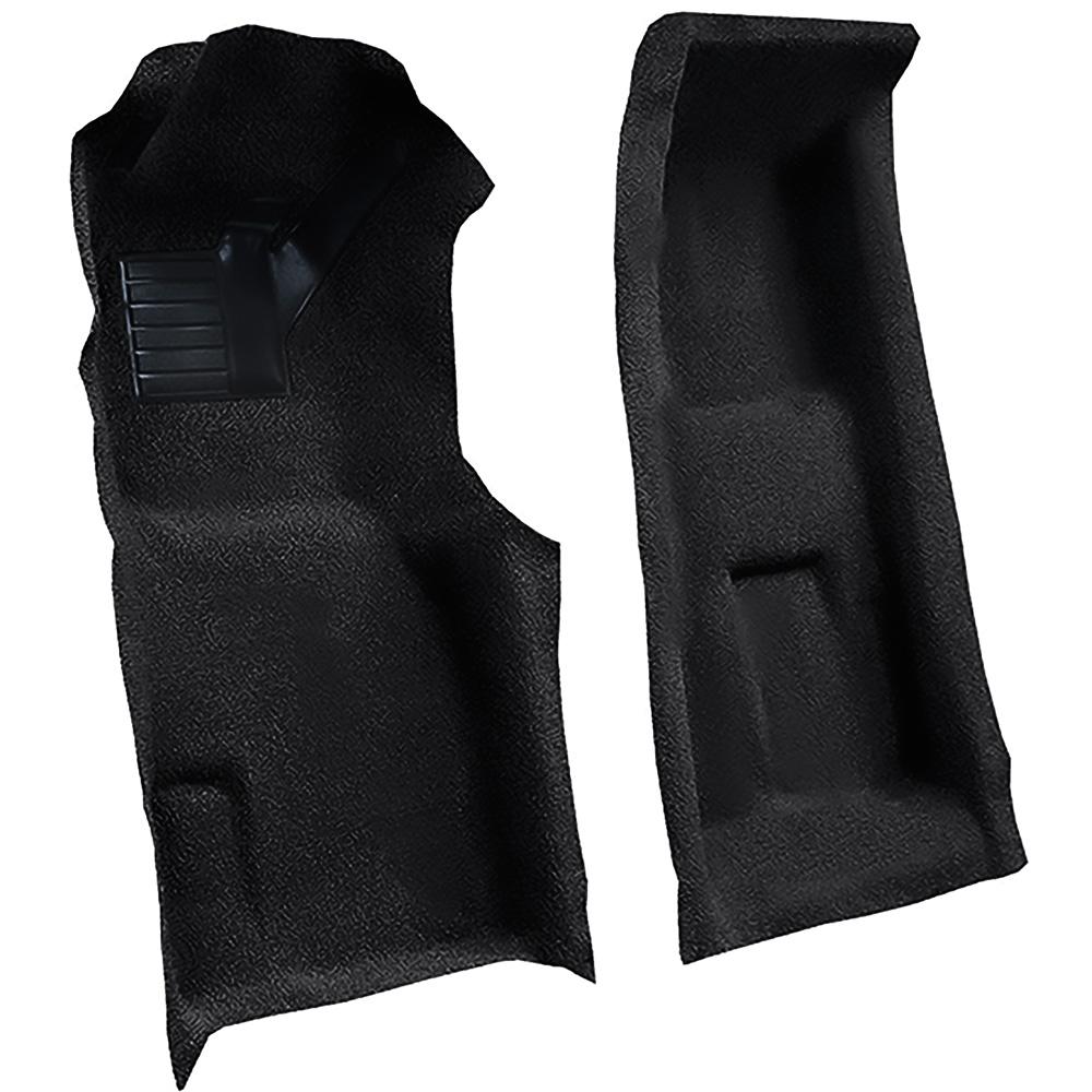 1971-75 Chevrolet Corvette 4-Speed Front Molded Carpet Set w/ Heel Pad Cutpile Mass Backing Black