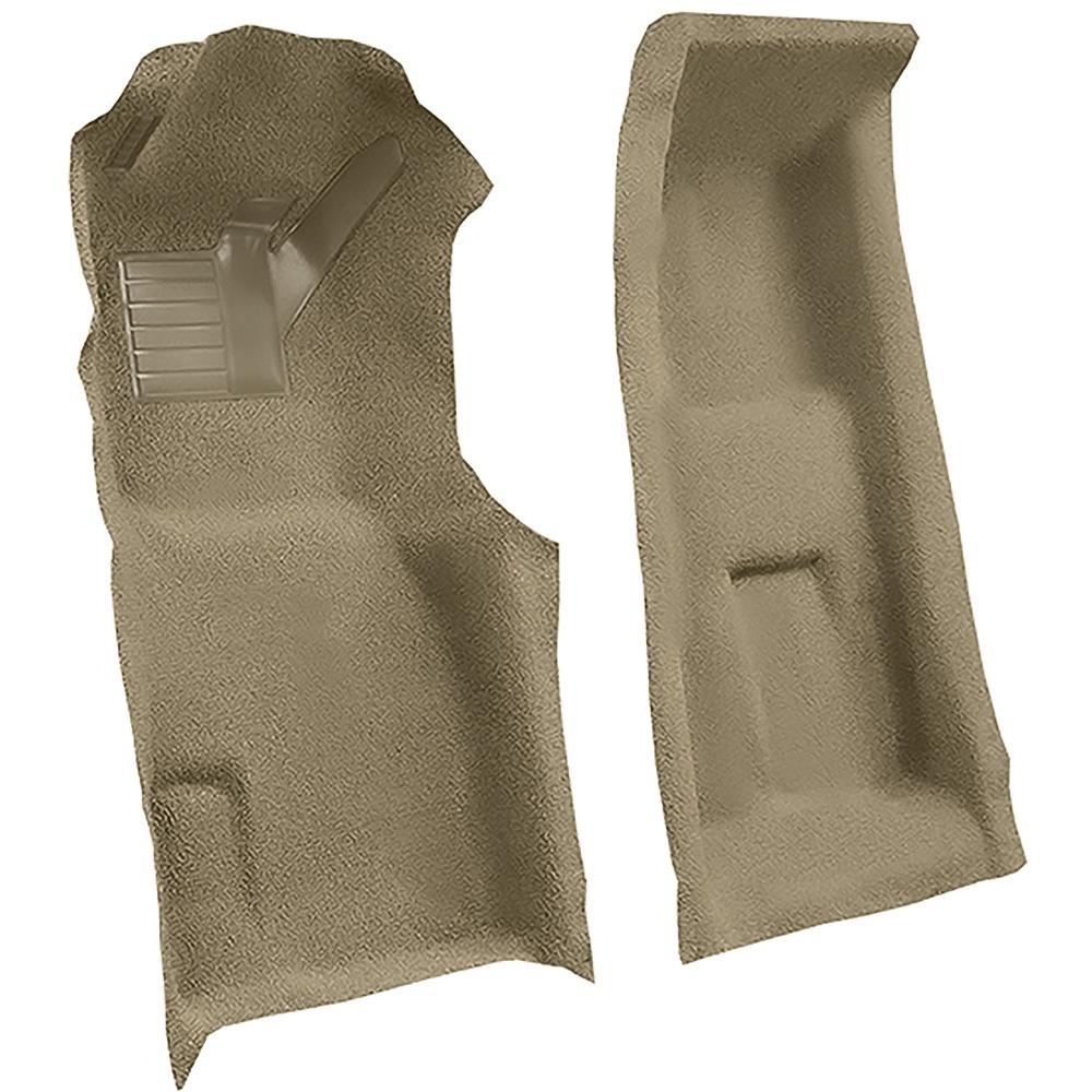 1971-75 Chevrolet Corvette 4-Speed Front Molded Carpet Set w/ Heel Pad Cutpile Mass Backing Medium Saddle