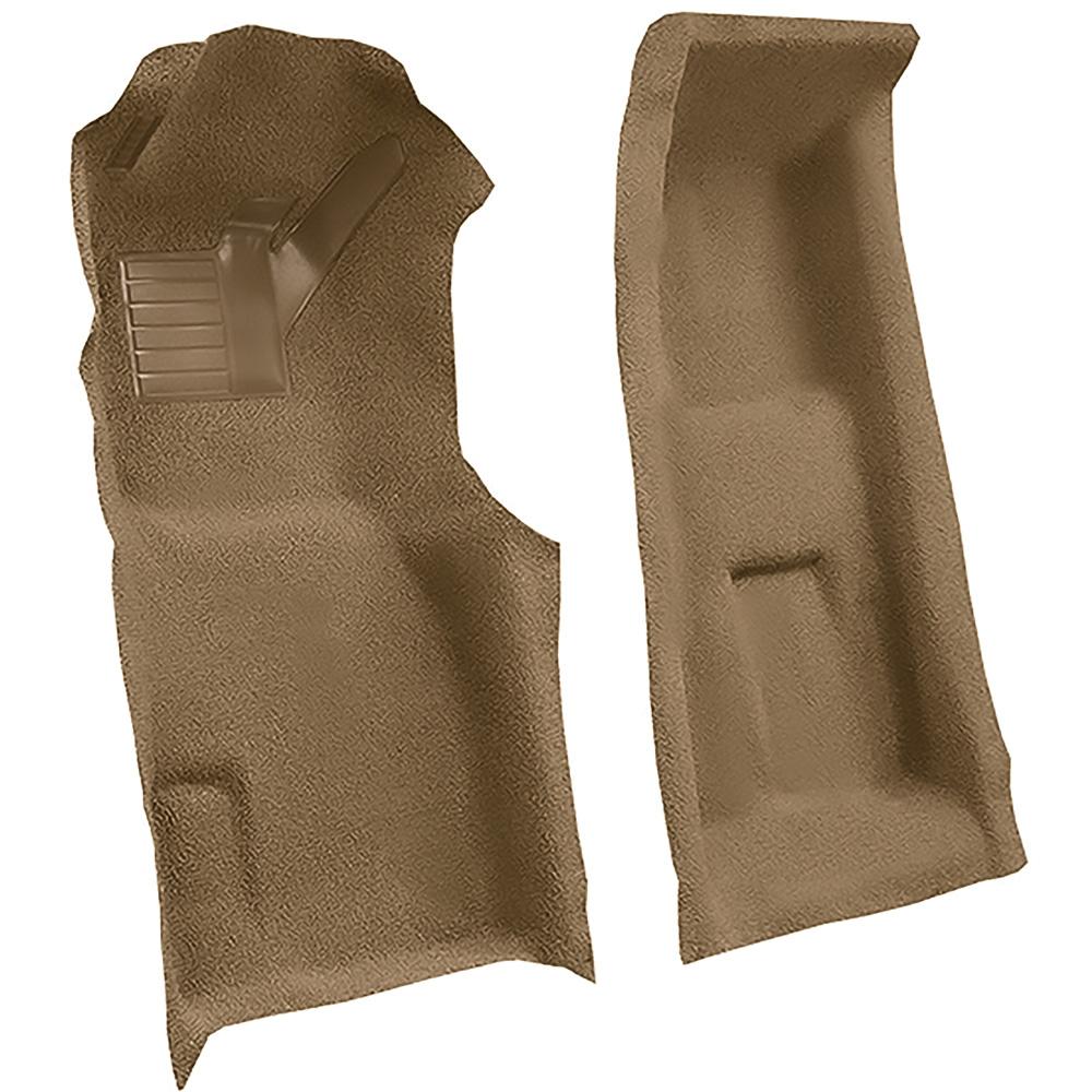 1971-75 Chevrolet Corvette 4-Speed Front Molded Carpet Set w/ Heel Pad Cutpile Mass Backing Dark Saddle