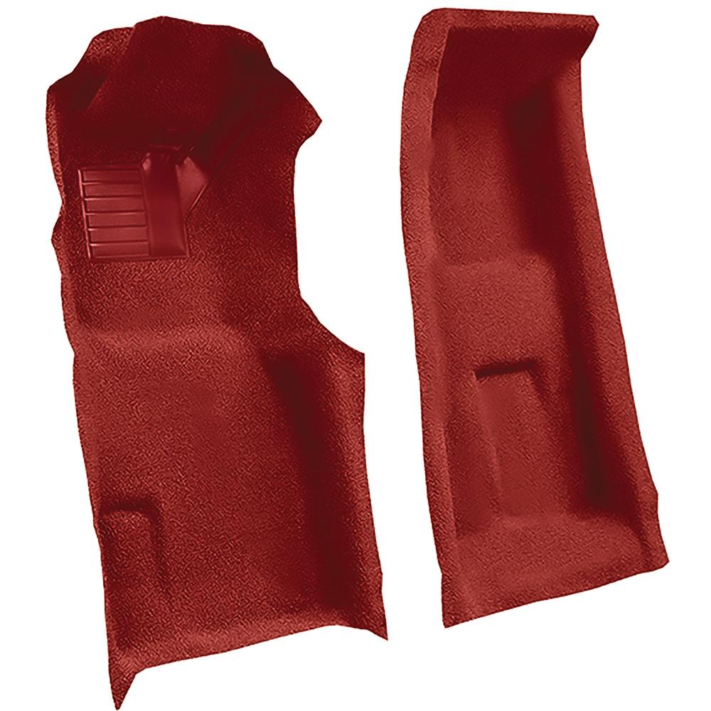 1971-75 Chevrolet Corvette 4-Speed Front Molded Carpet Set w/ Heel Pad Cutpile Mass Backing Oxblood
