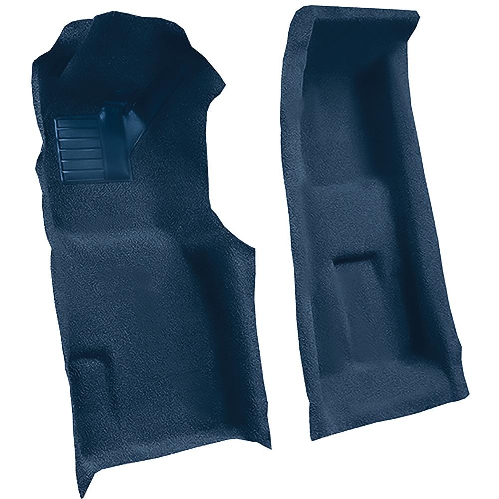 1971-75 Chevrolet Corvette 4-Speed Front Molded Carpet Set w/ Heel Pad Cutpile Mass Backing Royal Blue