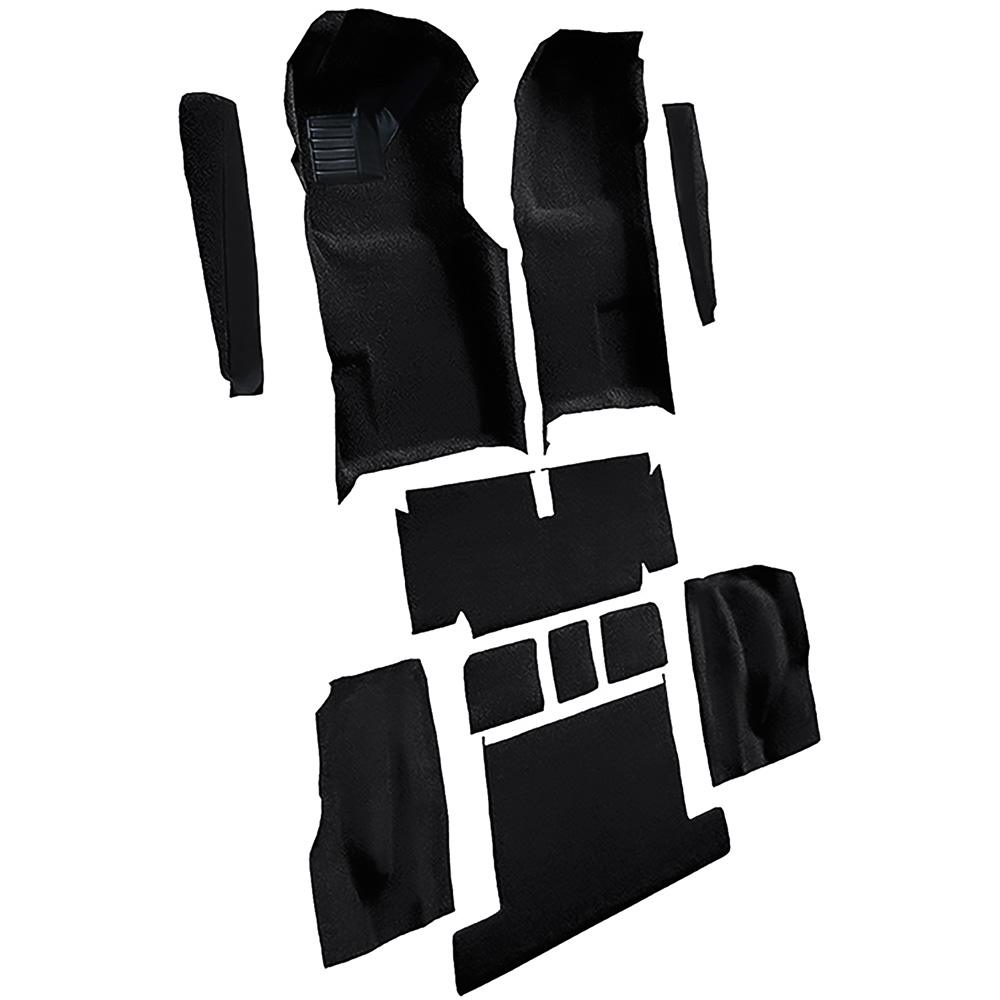 1971-75 Chevrolet Corvette Coupe Automatic Complete Molded Carpet Set w/ Heel Pad Cutpile Mass Backing Black