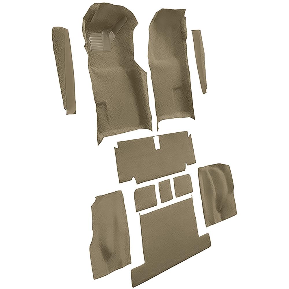 1971-75 Chevrolet Corvette Coupe Automatic Complete Molded Carpet Set w/ Heel Pad Cutpile Mass Backing Medium Saddle