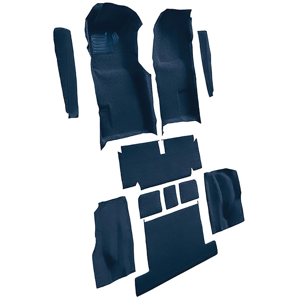 1971-75 Chevrolet Corvette Coupe Automatic Complete Molded Carpet Set w/ Heel Pad Cutpile Mass Backing Royal Blue