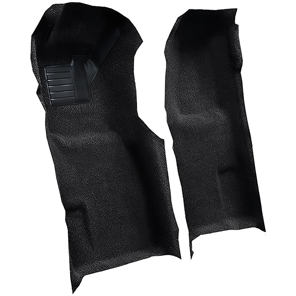1971-77 Chevrolet Corvette Automatic Front Molded Carpet Set w/ Heel Pad Cutpile Mass Backing Black