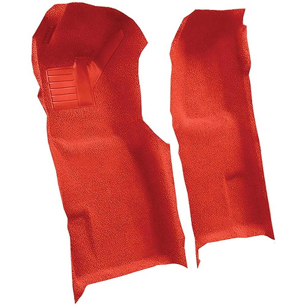1971-77 Chevrolet Corvette Automatic Front Molded Carpet Set w/ Heel Pad Cutpile Mass Backing Firethorn/Medium Red