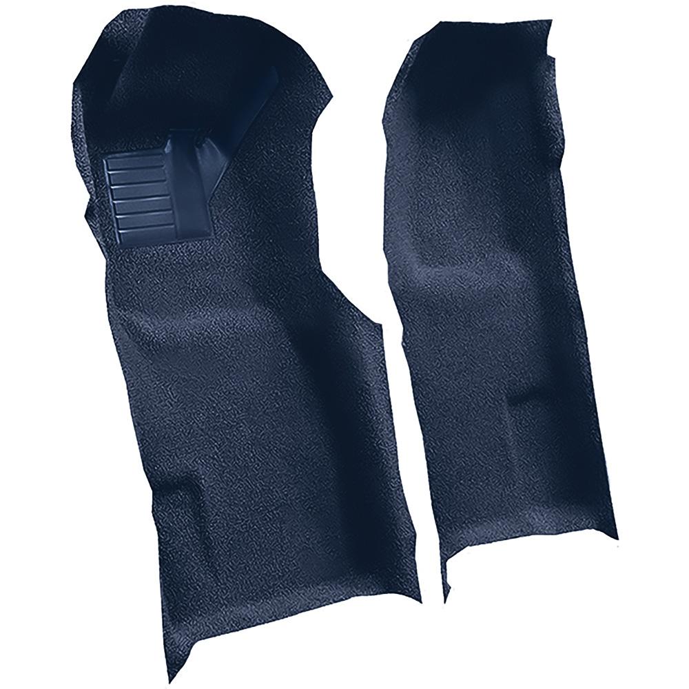 1971-77 Chevrolet Corvette Automatic Front Molded Carpet Set w/ Heel Pad Cutpile Mass Backing Blue