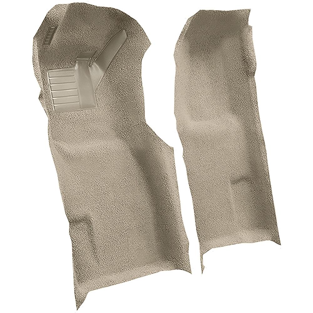1971-77 Chevrolet Corvette Automatic Front Molded Carpet Set w/ Heel Pad Cutpile Mass Backing Doeskin/Camel Tan