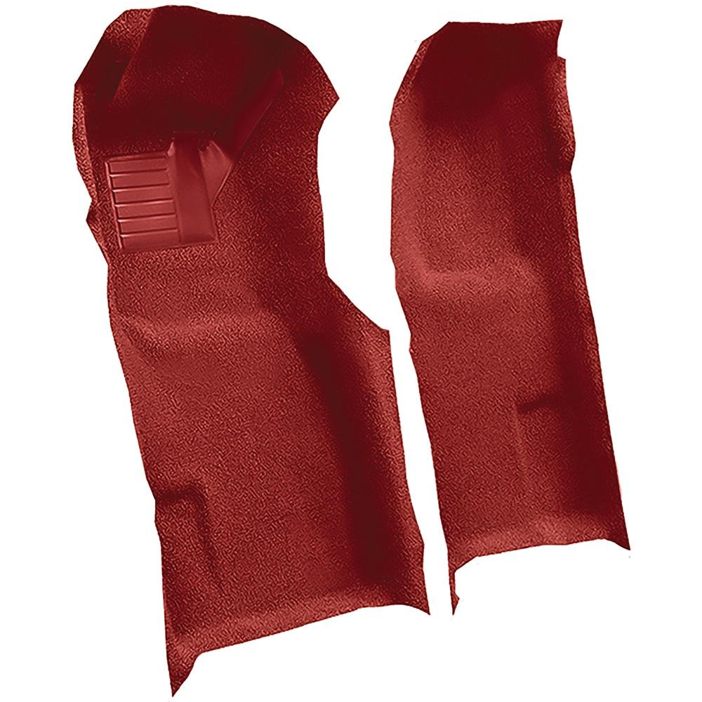 1971-77 Chevrolet Corvette Automatic Front Molded Carpet Set w/ Heel Pad Cutpile Mass Backing Oxblood