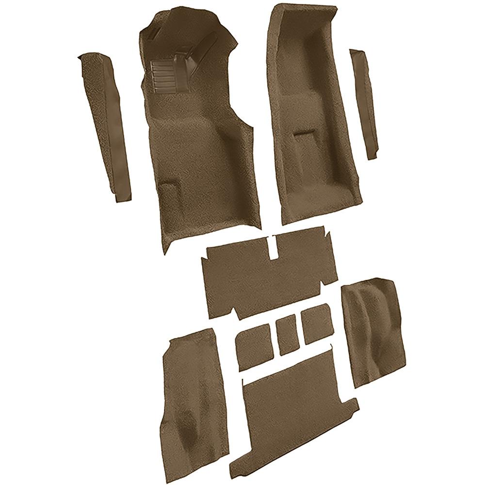 1971-72 Chevrolet Corvette Roadster 4-Speed Complete Molded Carpet Set w/ Heel Pad Cutpile Mass Backing Medium Saddle