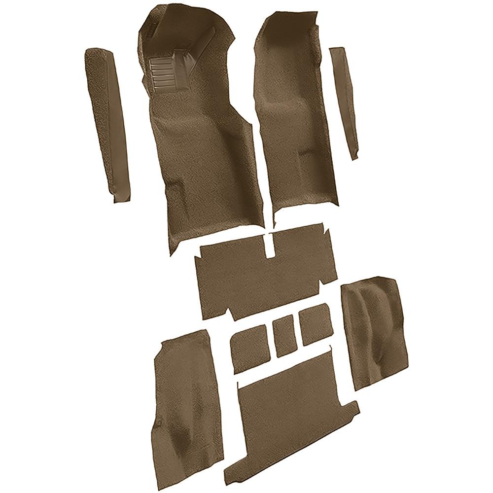 1971-72 Chevrolet Corvette Roadster Automatic Complete Molded Carpet Set w/ Heel Pad Cutpile Mass Backing Medium Saddle