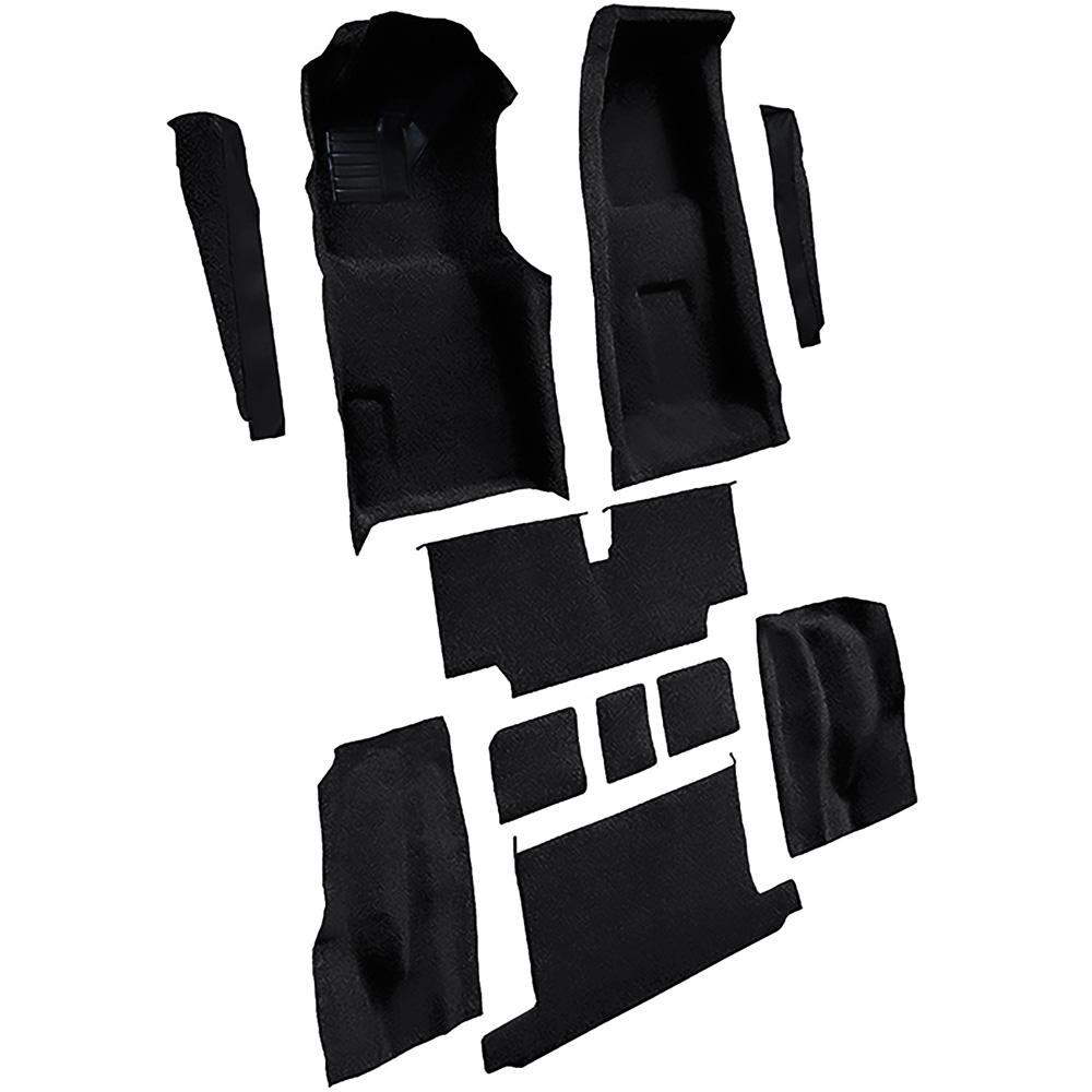 1973-75 Chevrolet Corvette Roadster 4-Speed Complete Molded Carpet Set w/ Heel Pad Cutpile Mass Backing Black