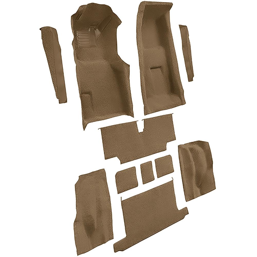 1973-75 Chevrolet Corvette Roadster 4-Speed Complete Molded Carpet Set w/ Heel Pad Cutpile Mass Backing Dark Saddle