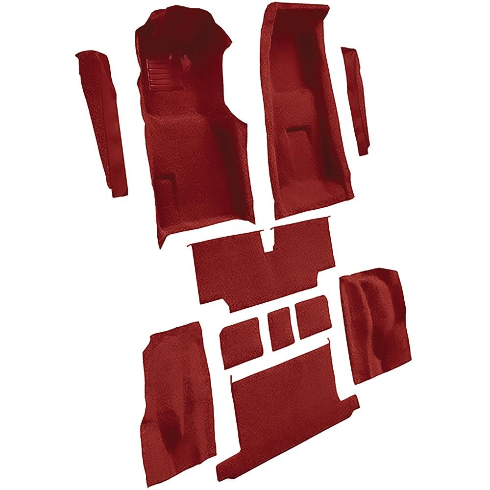 1973-75 Chevrolet Corvette Roadster 4-Speed Complete Molded Carpet Set w/ Heel Pad Cutpile Mass Backing Oxblood