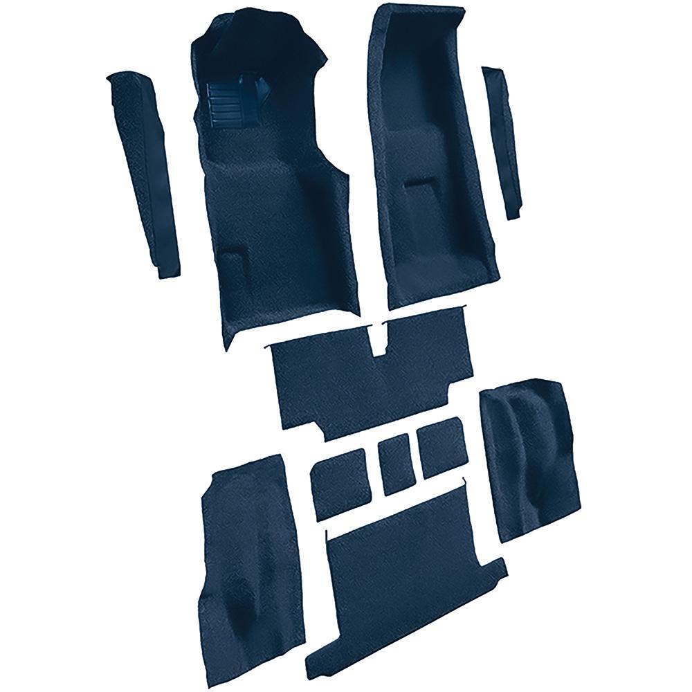 1973-75 Chevrolet Corvette Roadster 4-Speed Complete Molded Carpet Set w/ Heel Pad Cutpile Mass Backing Royal Blue