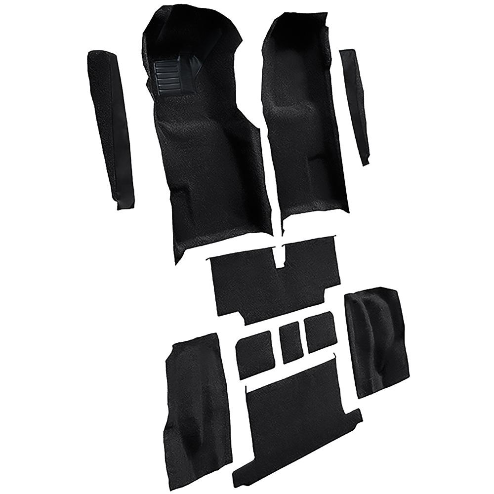 1973-75 Chevrolet Corvette Roadster Automatic Complete Molded Carpet Set w/ Heel Pad Cutpile Mass Backing Black