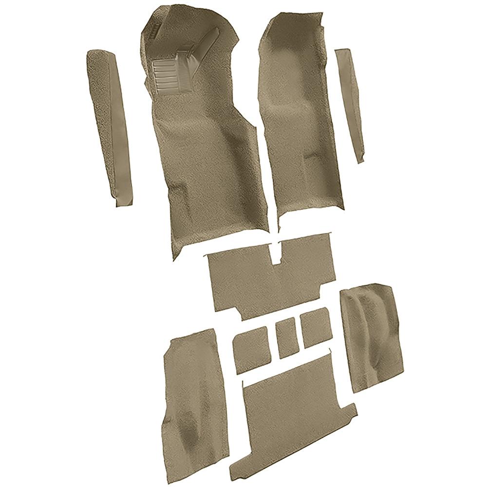 1973-75 Chevrolet Corvette Roadster Automatic Complete Molded Carpet Set w/ Heel Pad Cutpile Mass Backing Medium Saddle