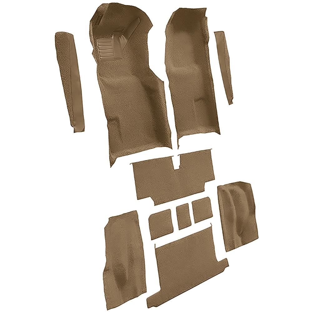 1973-75 Chevrolet Corvette Roadster Automatic Complete Molded Carpet Set w/ Heel Pad Cutpile Mass Backing Dark Saddle