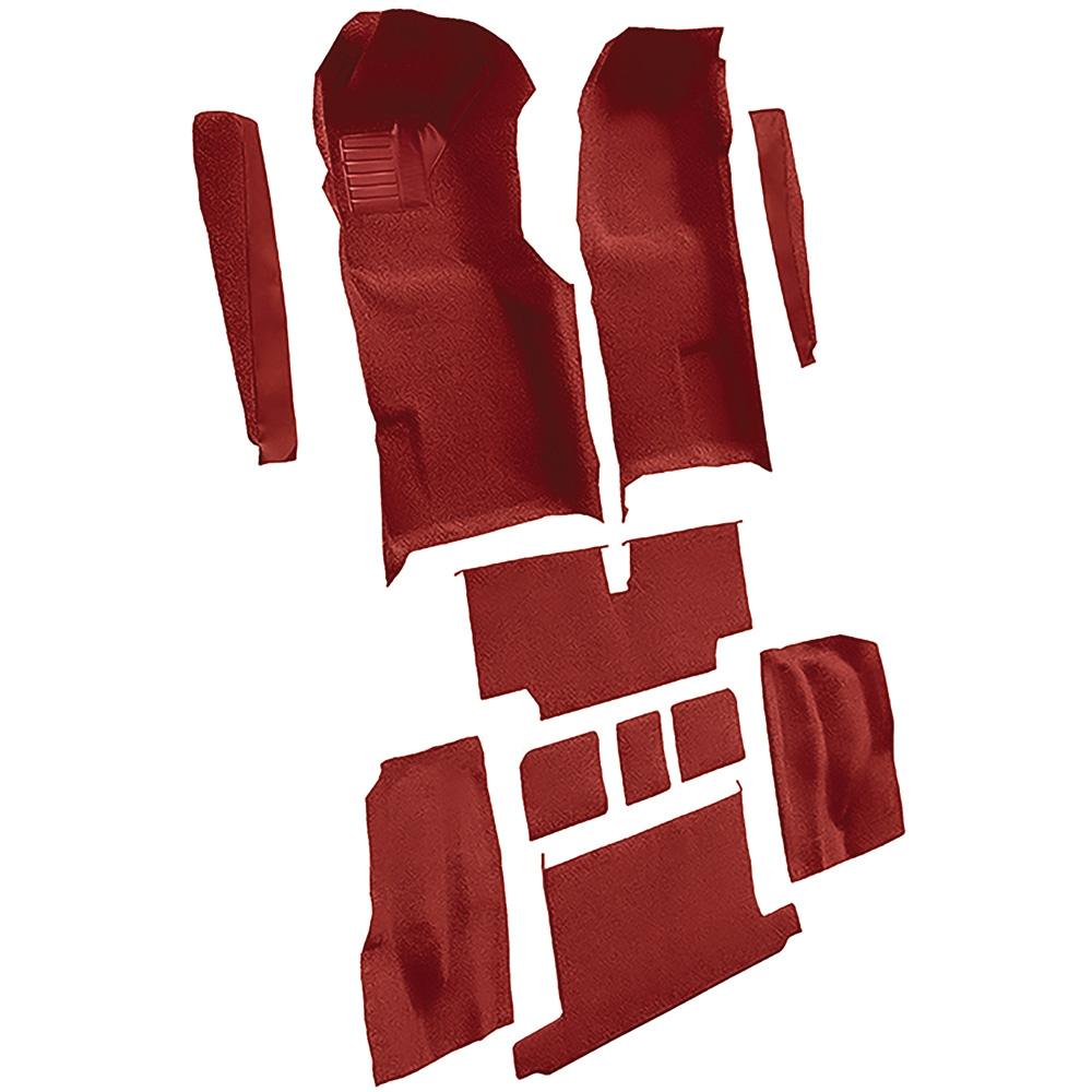 1973-75 Chevrolet Corvette Roadster Automatic Complete Molded Carpet Set w/ Heel Pad Cutpile Mass Backing Oxblood