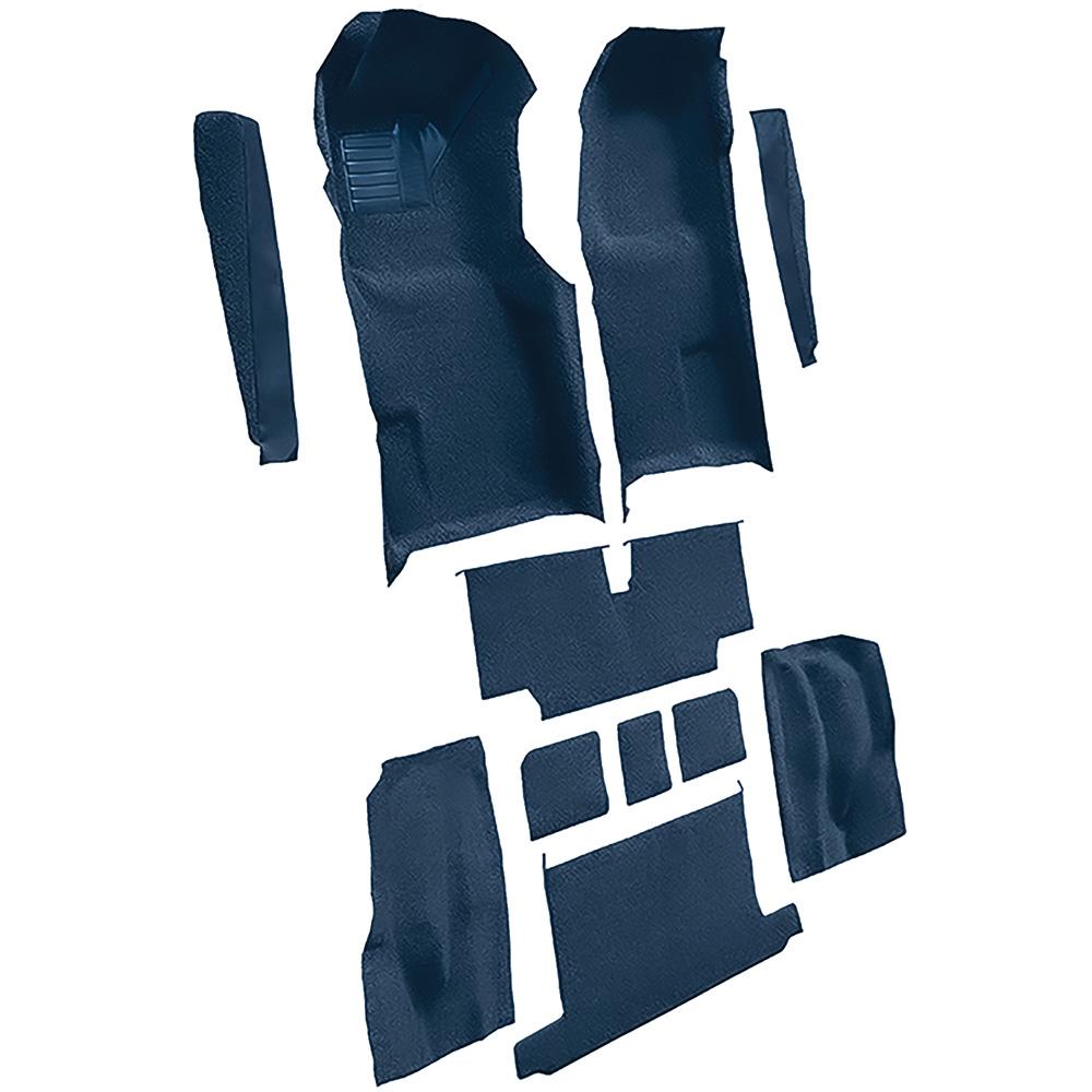1973-75 Chevrolet Corvette Roadster Automatic Complete Molded Carpet Set w/ Heel Pad Cutpile Mass Backing Royal Blue