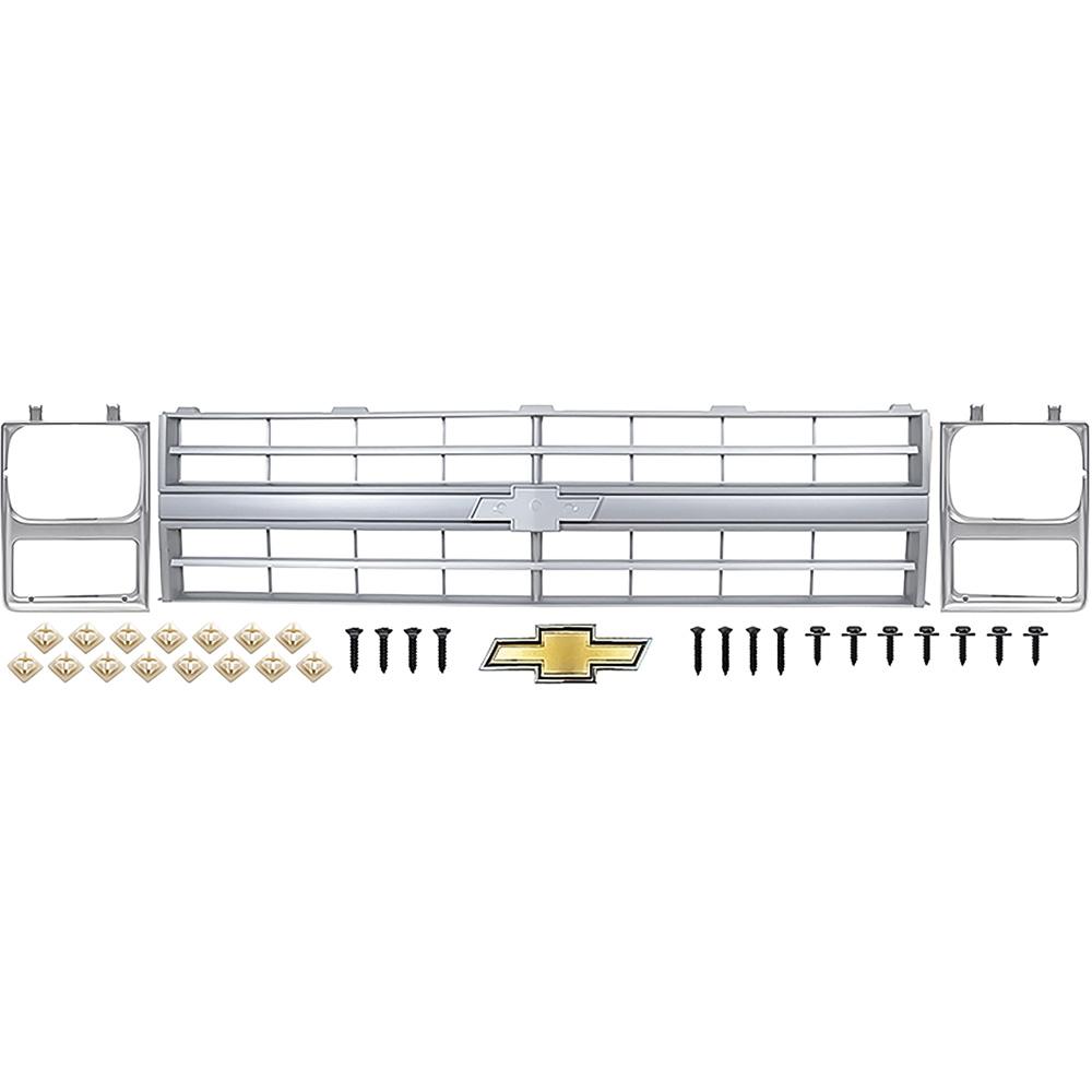 1985-88 Chevrolet Grill and Headlamp Bezel Facelift Set With Bow Tie Emblem Single Headlamp Style